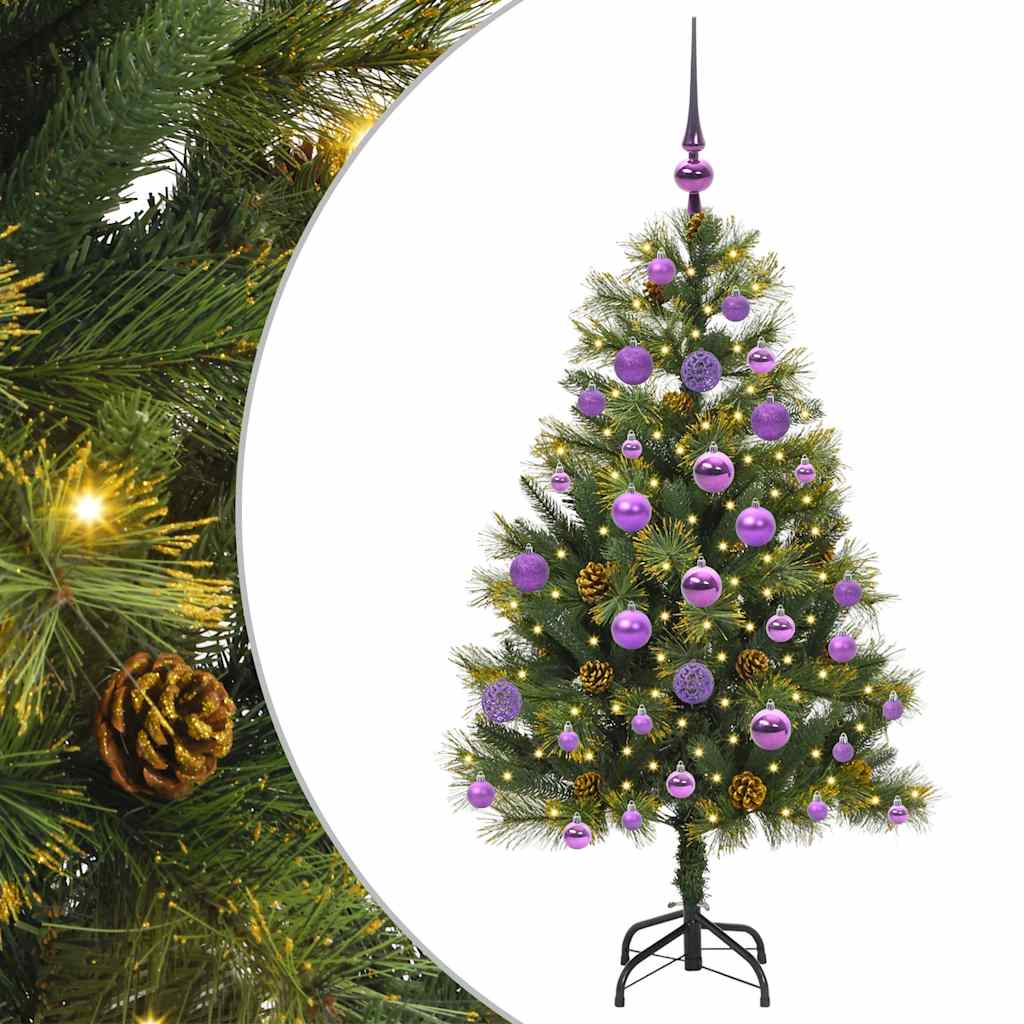 Albero di Natale artificiale pieghevole con coni Verde 120 cm