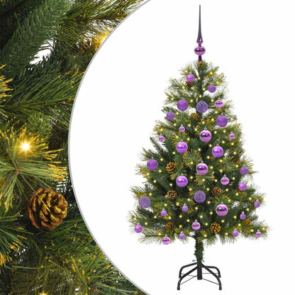 Albero di Natale artificiale pieghevole con coni Verde 120 cm
