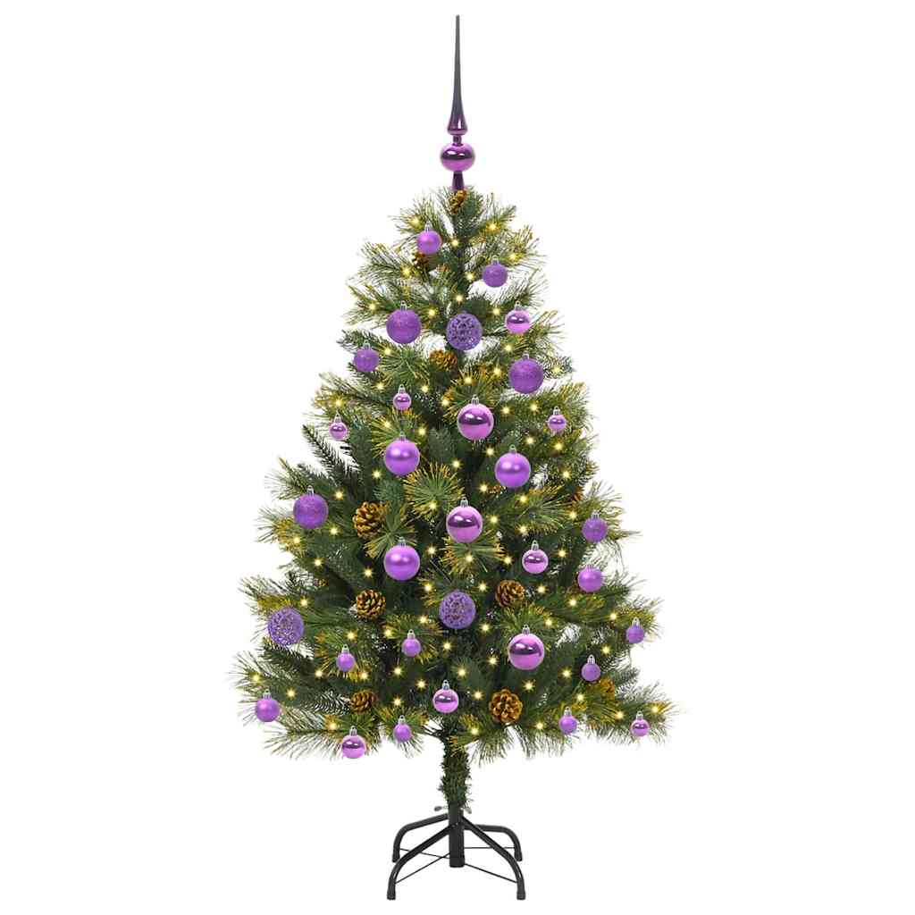 Albero di Natale artificiale pieghevole con coni Verde 120 cm