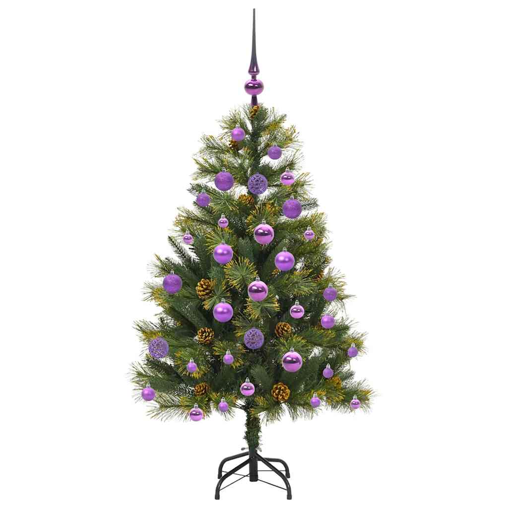 Albero di Natale artificiale pieghevole con coni Verde 120 cm