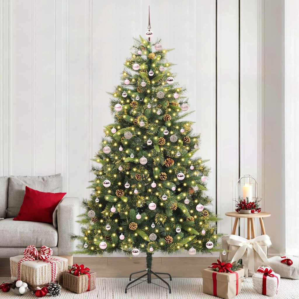 Albero di Natale artificiale pieghevole con coni Verde 240 cm