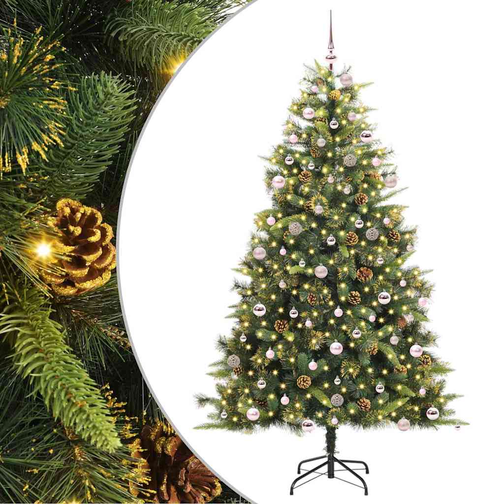 Albero di Natale artificiale pieghevole con coni Verde 240 cm