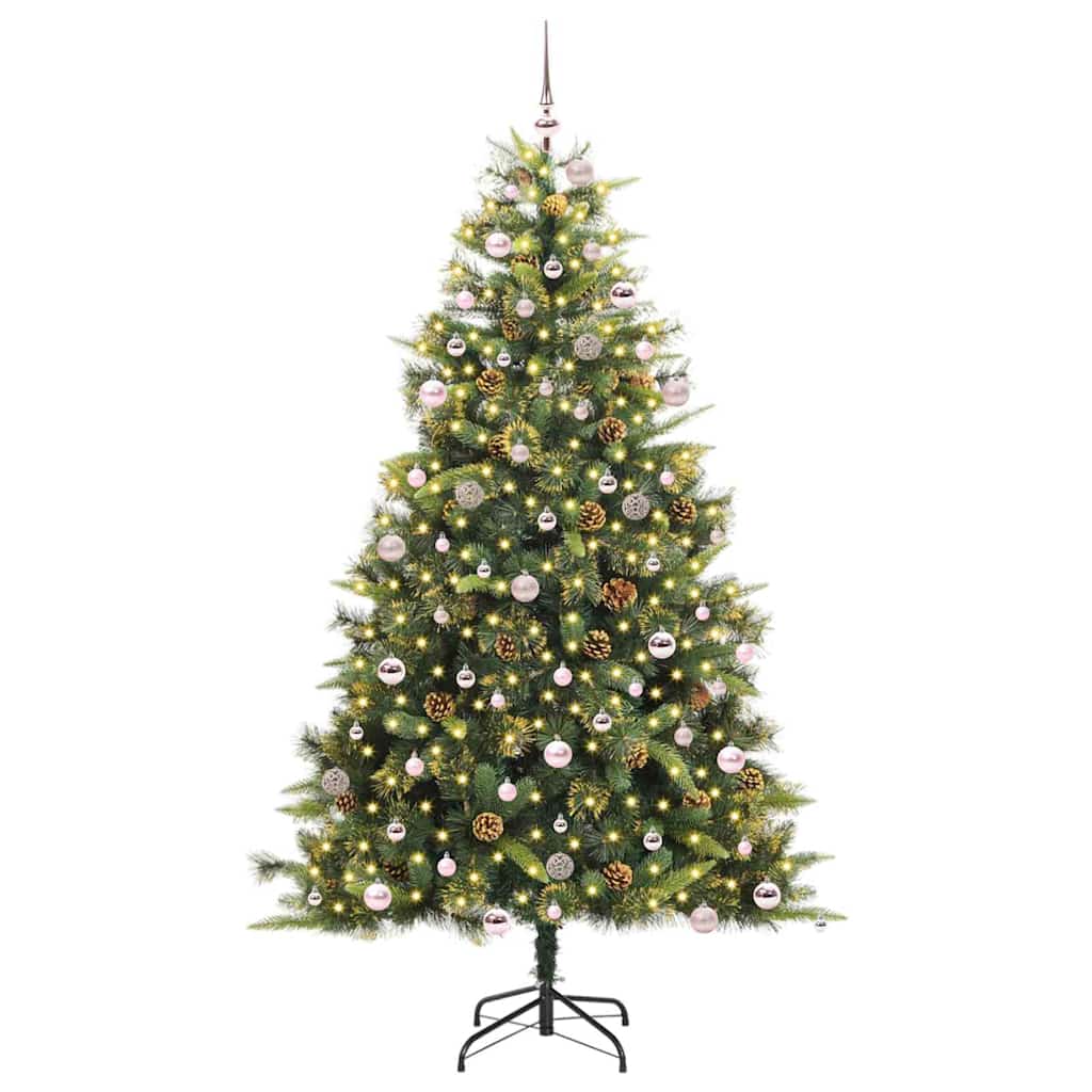 Albero di Natale artificiale pieghevole con coni Verde 240 cm
