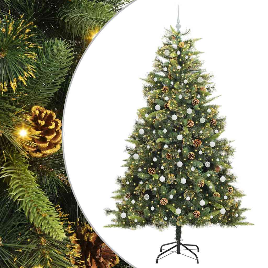 Albero di Natale artificiale pieghevole con coni Verde 240 cm