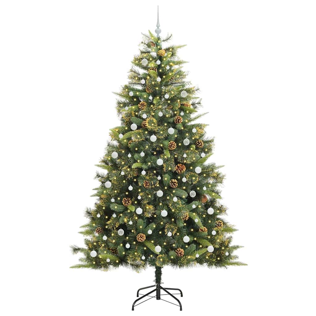 Albero di Natale artificiale pieghevole con coni Verde 240 cm