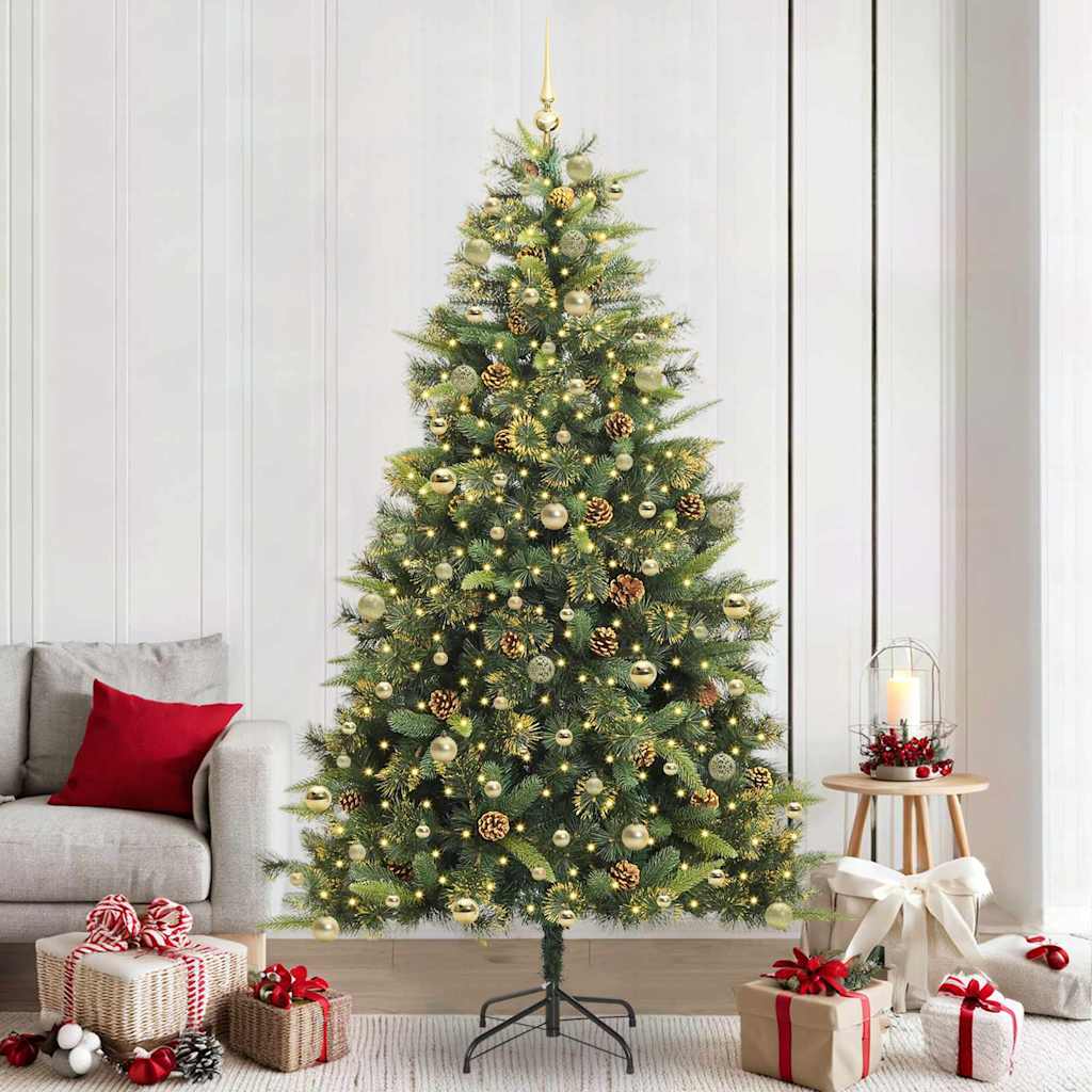 Albero di Natale artificiale pieghevole con coni Verde 240 cm