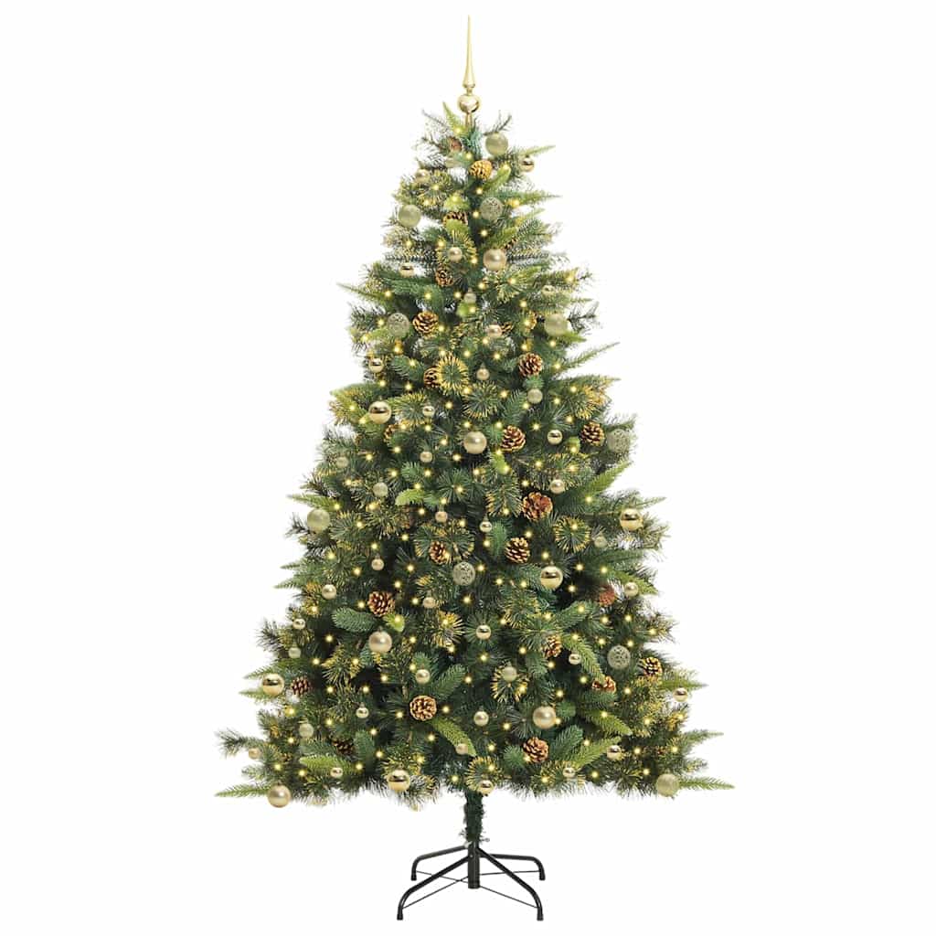 Albero di Natale artificiale pieghevole con coni Verde 240 cm