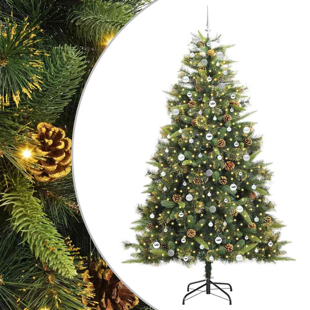 Albero di Natale artificiale pieghevole con coni Verde 240 cm