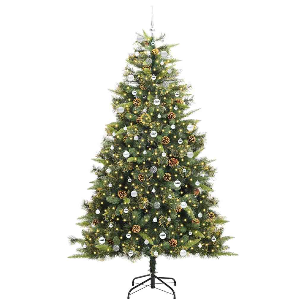 Albero di Natale artificiale pieghevole con coni Verde 240 cm