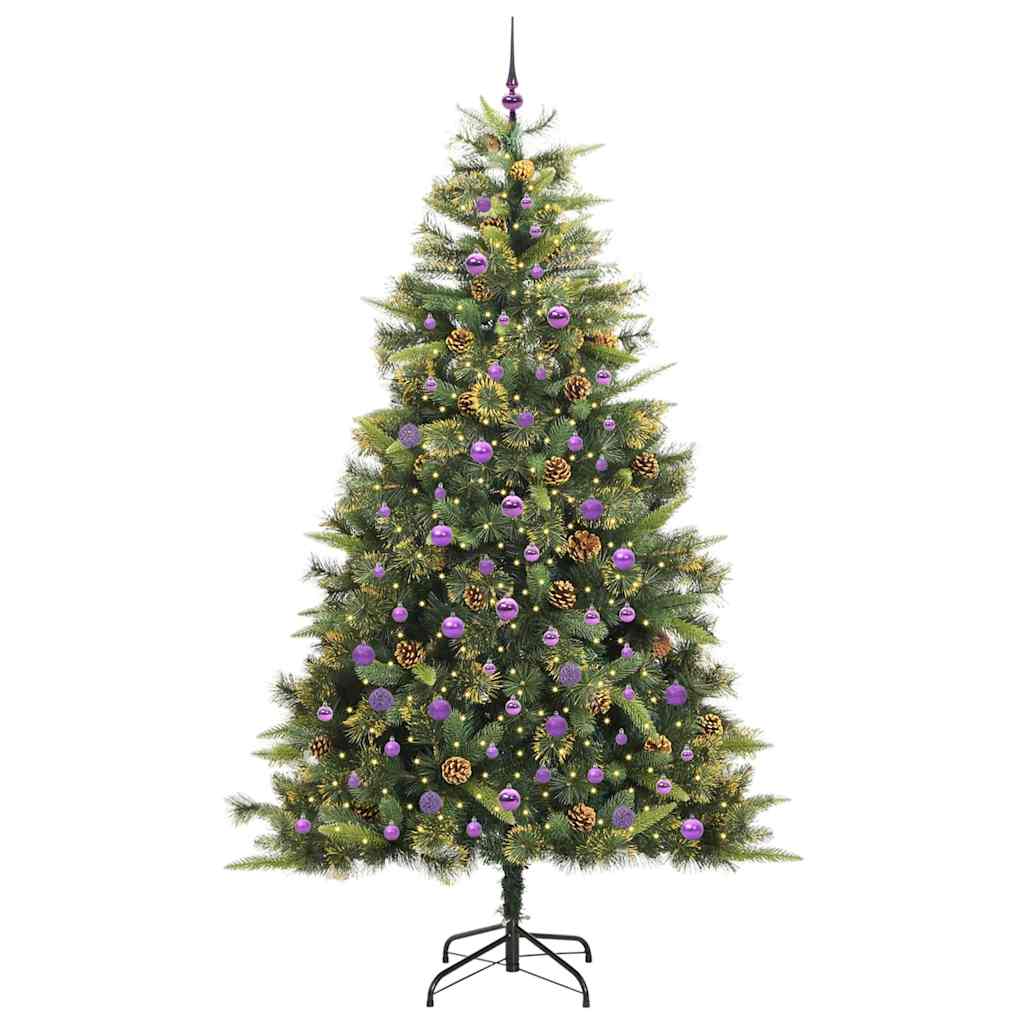 Albero di Natale artificiale pieghevole con coni Verde 240 cm