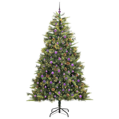 Albero di Natale artificiale pieghevole con coni Verde 240 cm