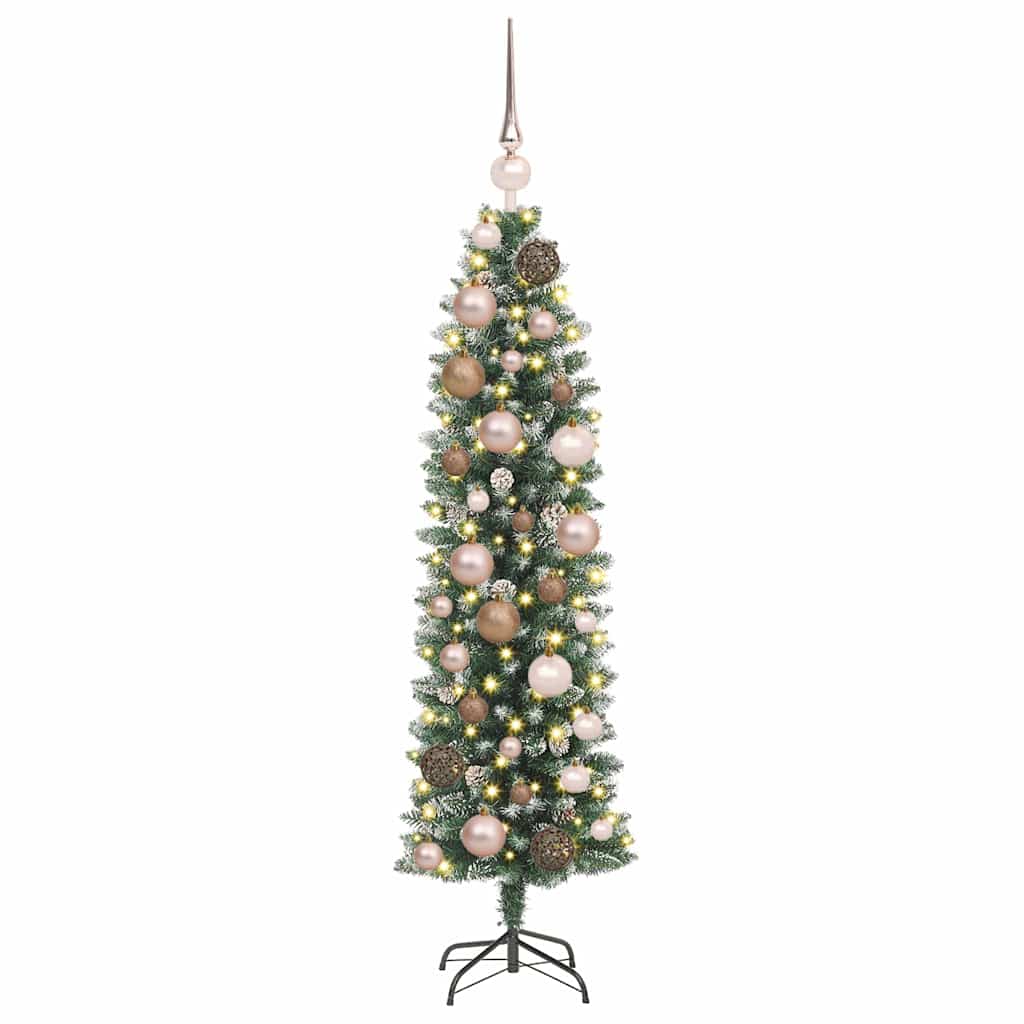 Albero di Natale Artificiale Sottile con 150 LED Verde 120 cm