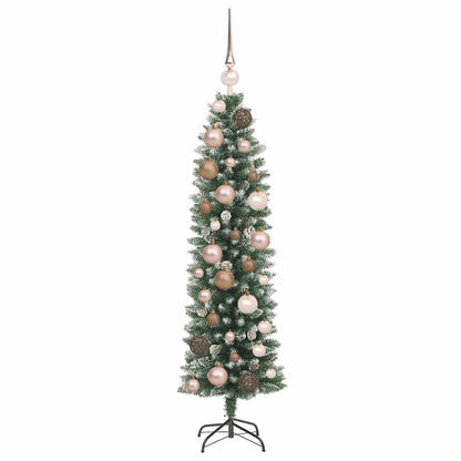 Albero di Natale Artificiale Sottile con 150 LED Verde 120 cm