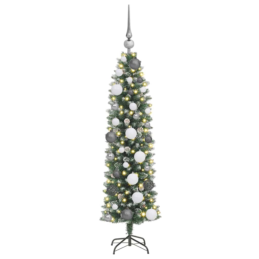 Albero di Natale Artificiale Sottile con 150 LED Verde 120 cm