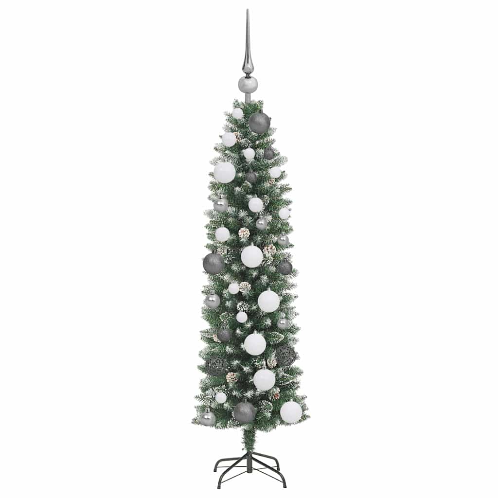 Albero di Natale Artificiale Sottile con 150 LED Verde 120 cm