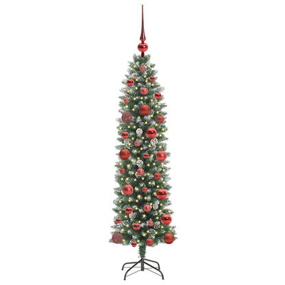 Albero di Natale Artificiale Sottile Verde e bianco 120 cm