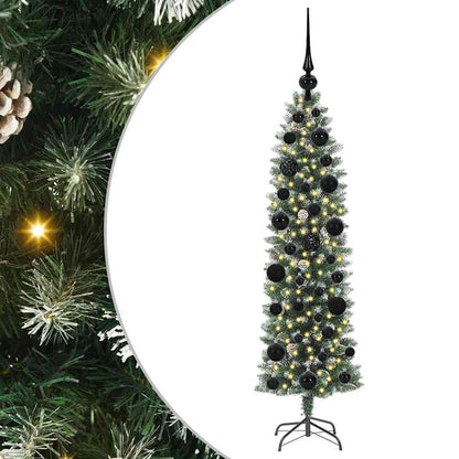 Albero di Natale Artificiale Sottile Verde e bianco 120 cm