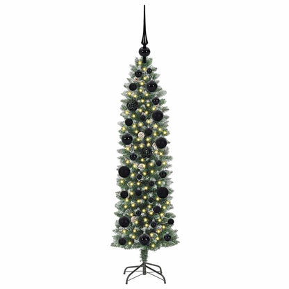 Albero di Natale Artificiale Sottile Verde e bianco 120 cm
