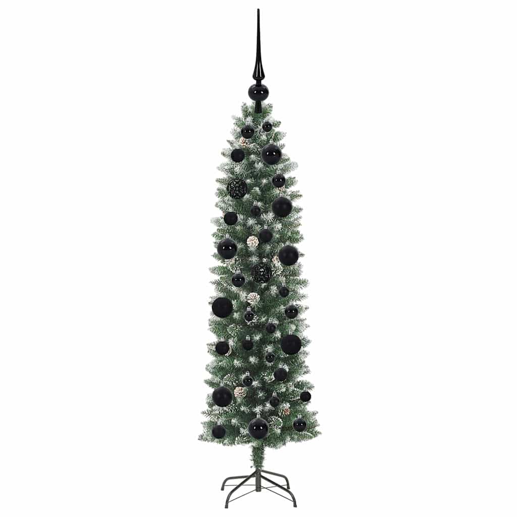 Albero di Natale Artificiale Sottile Verde e bianco 120 cm