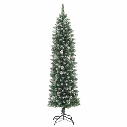 Albero di Natale Artificiale Sottile Verde e bianco 120 cm