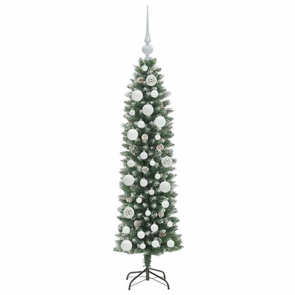 Albero di Natale Artificiale Sottile Verde e bianco 120 cm