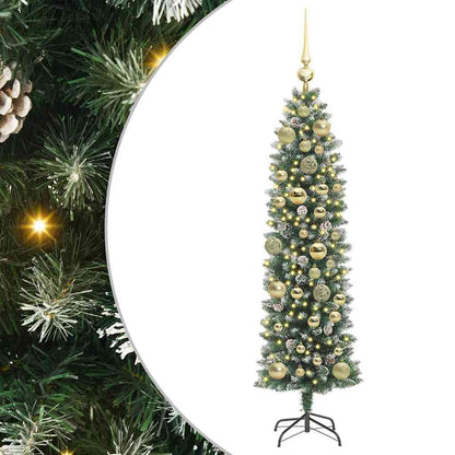 Albero di Natale Artificiale Sottile Verde e bianco 120 cm