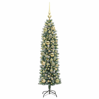 Albero di Natale Artificiale Sottile Verde e bianco 120 cm