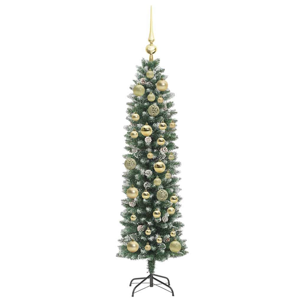 Albero di Natale Artificiale Sottile Verde e bianco 120 cm