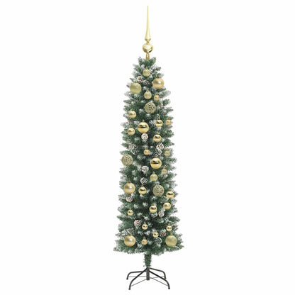 Albero di Natale Artificiale Sottile Verde e bianco 120 cm
