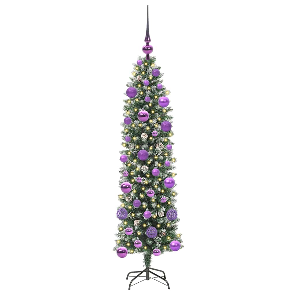 Albero di Natale Artificiale Sottile Verde e bianco 120 cm