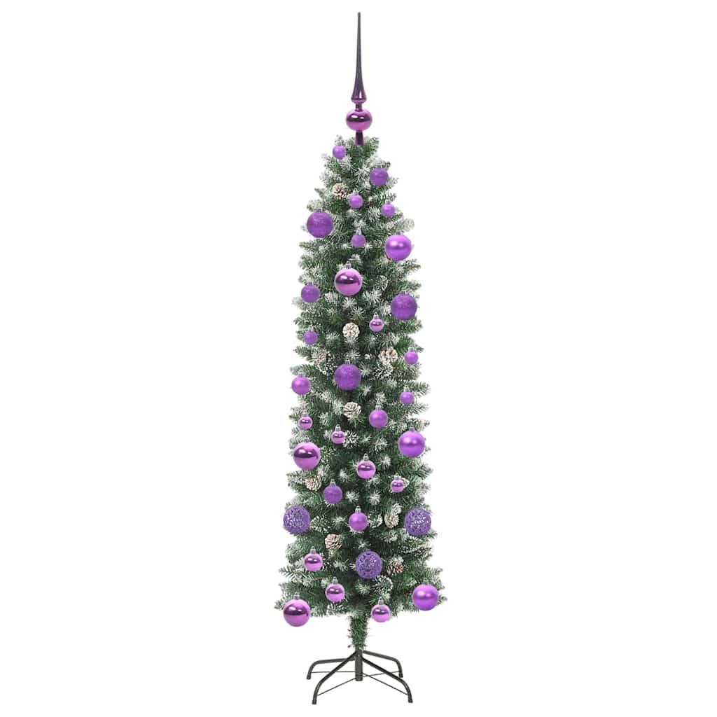 Albero di Natale Artificiale Sottile Verde e bianco 120 cm