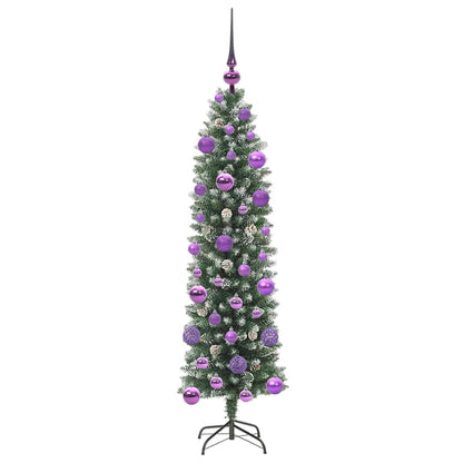 Albero di Natale Artificiale Sottile Verde e bianco 120 cm