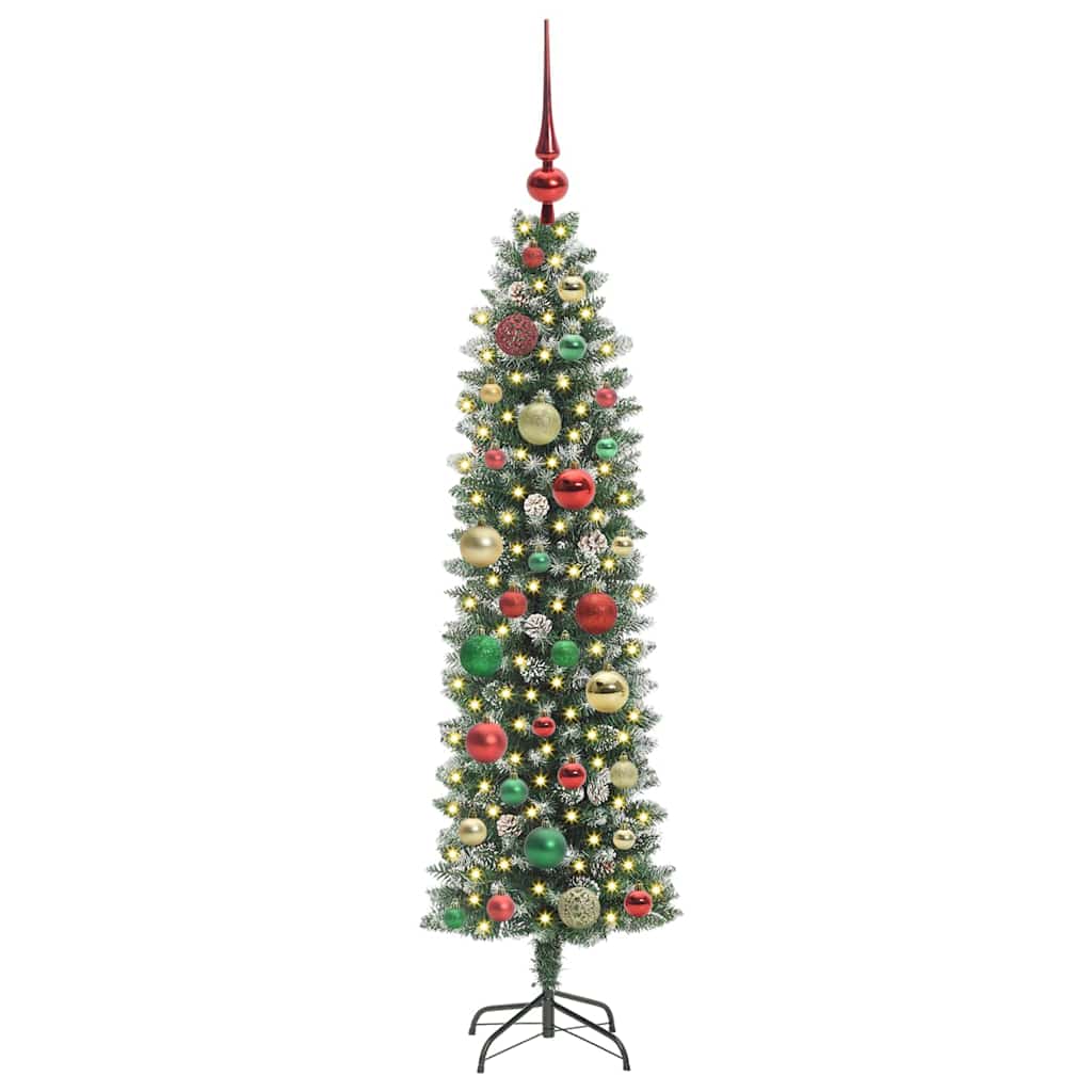 Albero di Natale Artificiale Sottile Verde e bianco 120 cm