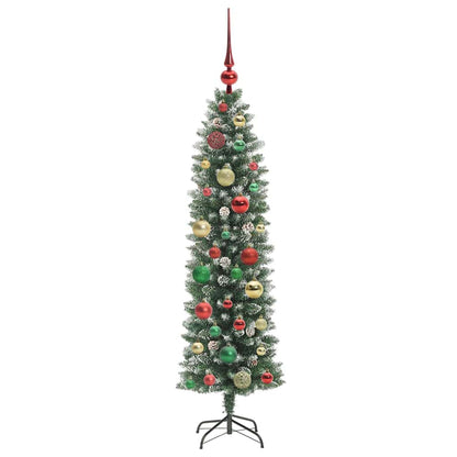Albero di Natale Artificiale Sottile Verde e bianco 120 cm