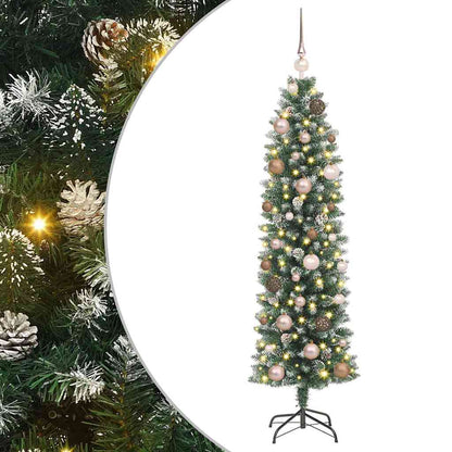 Albero di Natale Artificiale Sottile con 150 LED Verde 150 cm
