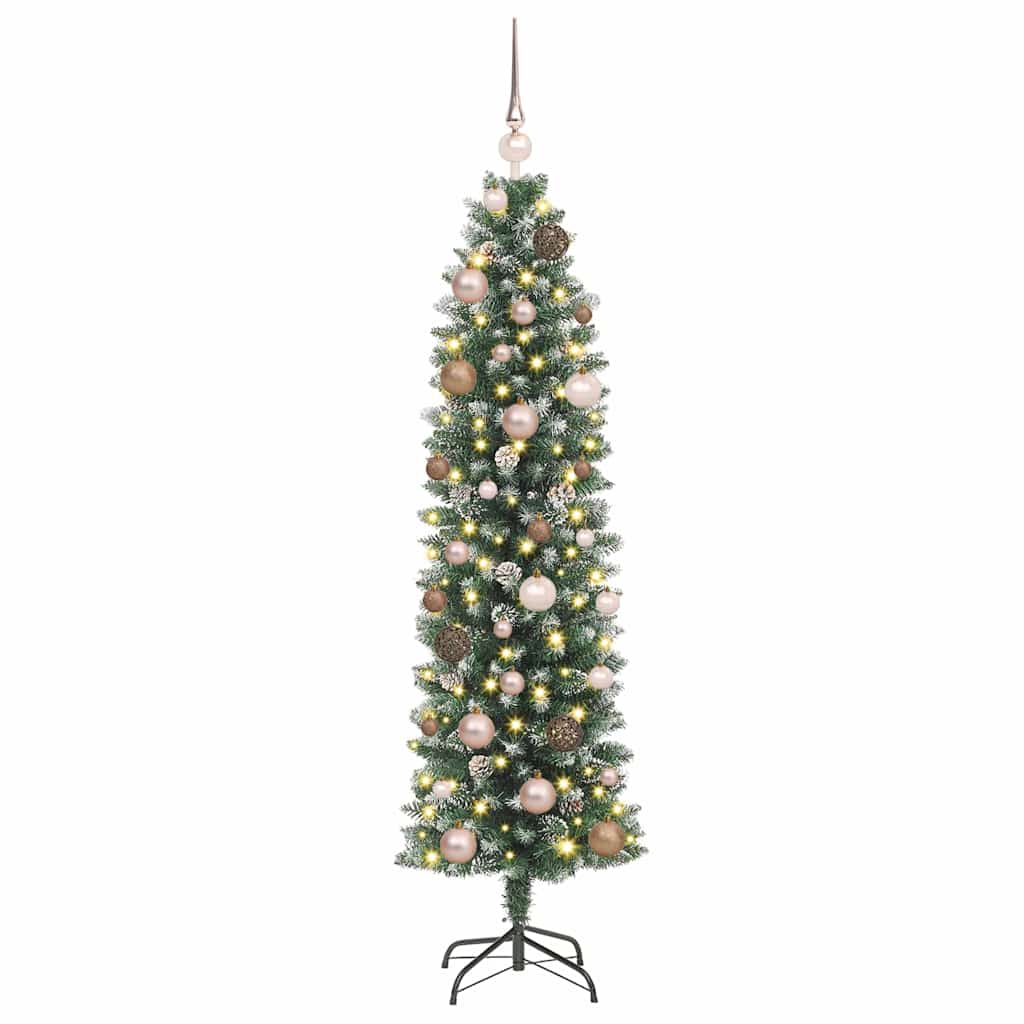 Albero di Natale Artificiale Sottile con 150 LED Verde 150 cm