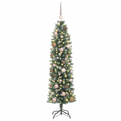 Albero di Natale Artificiale Sottile con 150 LED Verde 150 cm