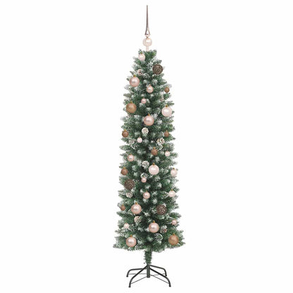 Albero di Natale Artificiale Sottile con 150 LED Verde 150 cm