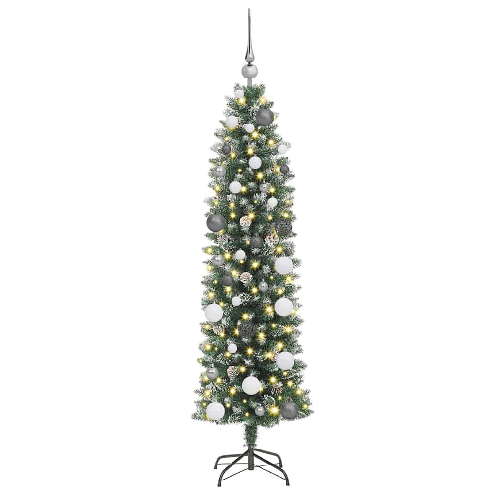Albero di Natale Artificiale Sottile con 150 LED Verde 150 cm