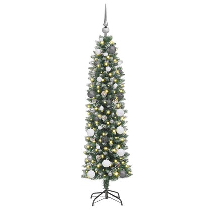 Albero di Natale Artificiale Sottile con 150 LED Verde 150 cm