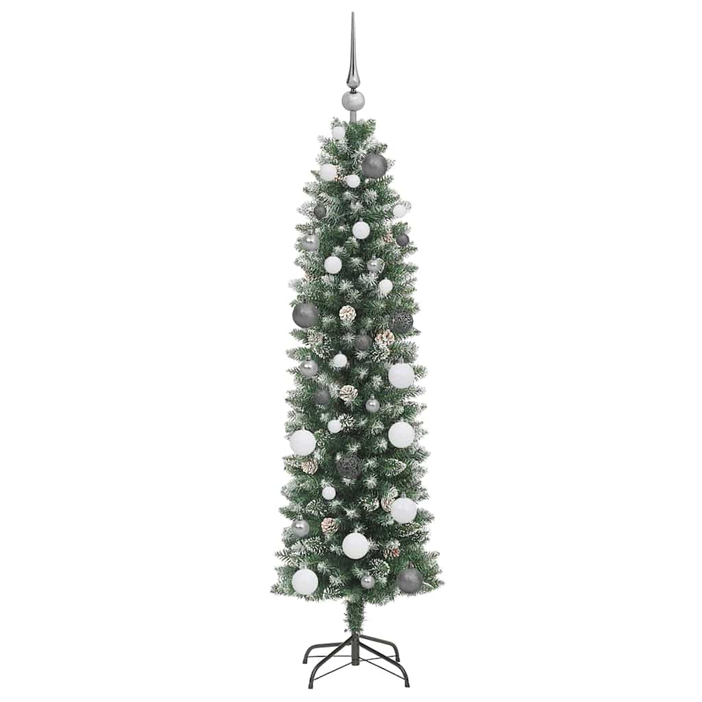 Albero di Natale Artificiale Sottile con 150 LED Verde 150 cm