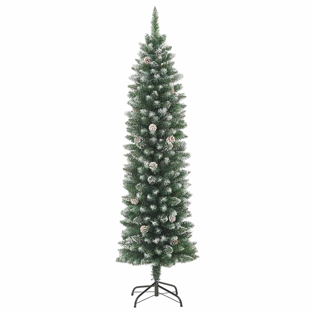 Albero di Natale Artificiale Sottile con 150 LED Verde 150 cm