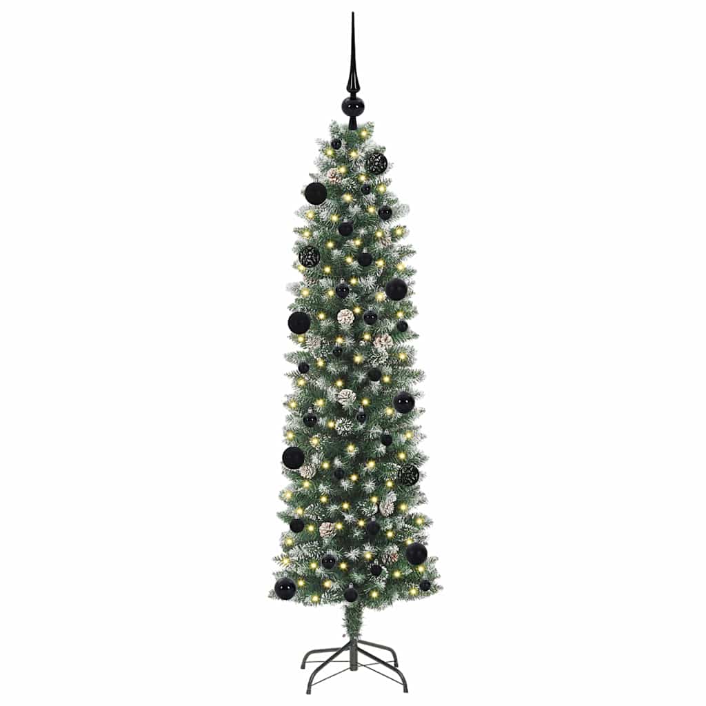 Albero di Natale Artificiale Sottile Verde e bianco 150 cm