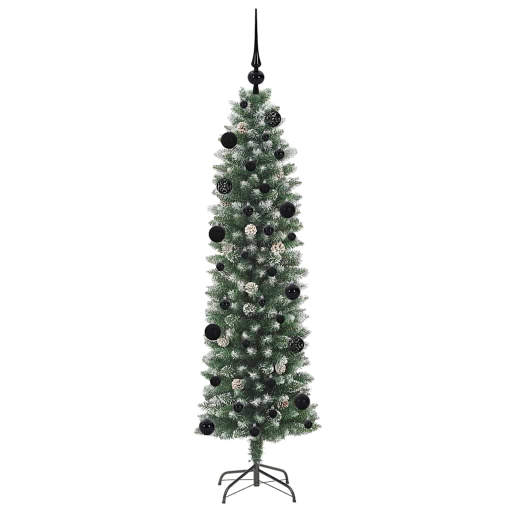 Albero di Natale Artificiale Sottile Verde e bianco 150 cm