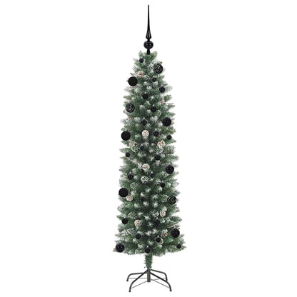 Albero di Natale Artificiale Sottile Verde e bianco 150 cm