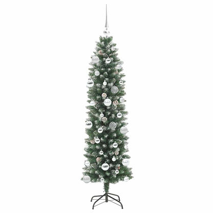 Albero di Natale Artificiale Sottile Verde e bianco 150 cm