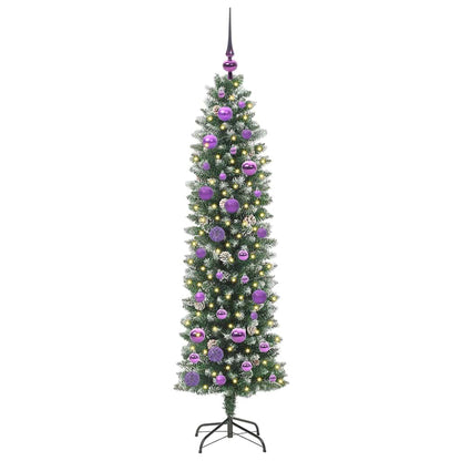 Albero di Natale Artificiale Sottile Verde e bianco 150 cm