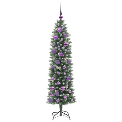 Albero di Natale Artificiale Sottile Verde e bianco 150 cm