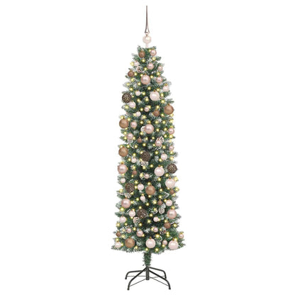 Albero di Natale Artificiale Sottile con 300 LED Verde 180 cm