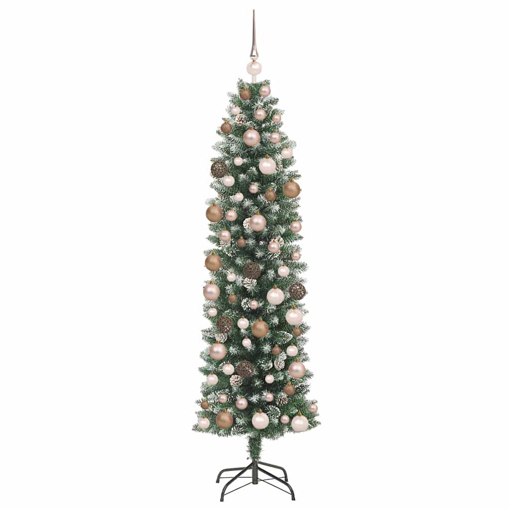 Albero di Natale Artificiale Sottile con 300 LED Verde 180 cm